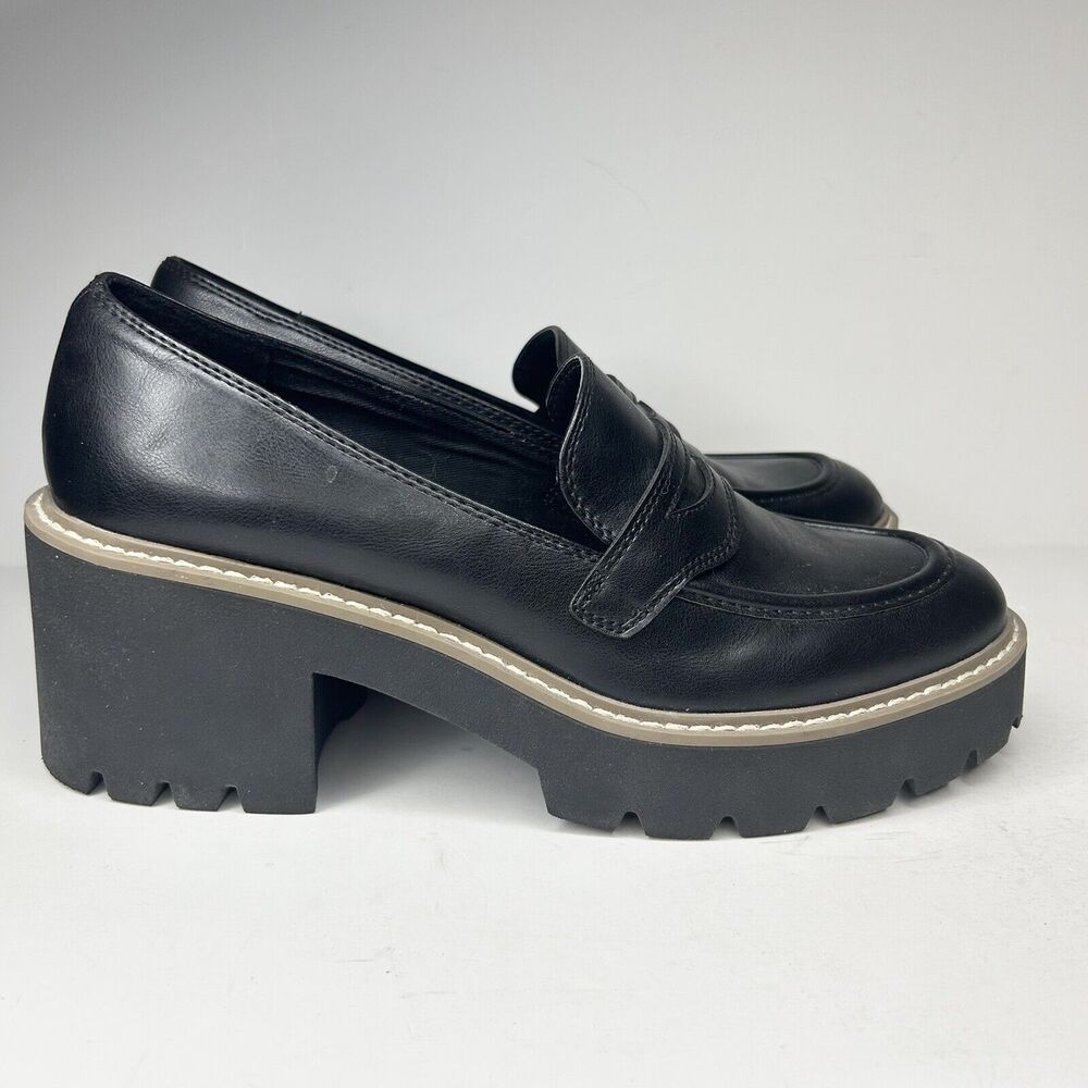 DV Dolce Vita Tammy Lug Heel Black Womens Loafers - Size 9
